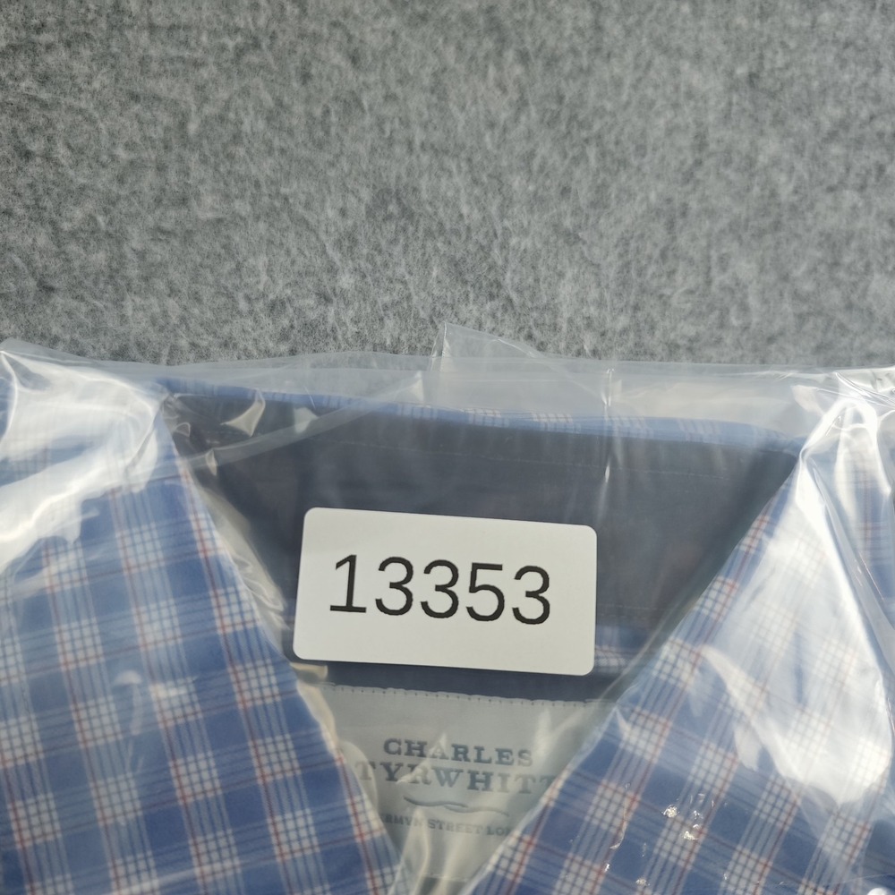 Charles Tyrwhitt Dress Shirt Men's 15.5 33 Slim Fit Blue Check Spread Collar - Picture 10 of 10
